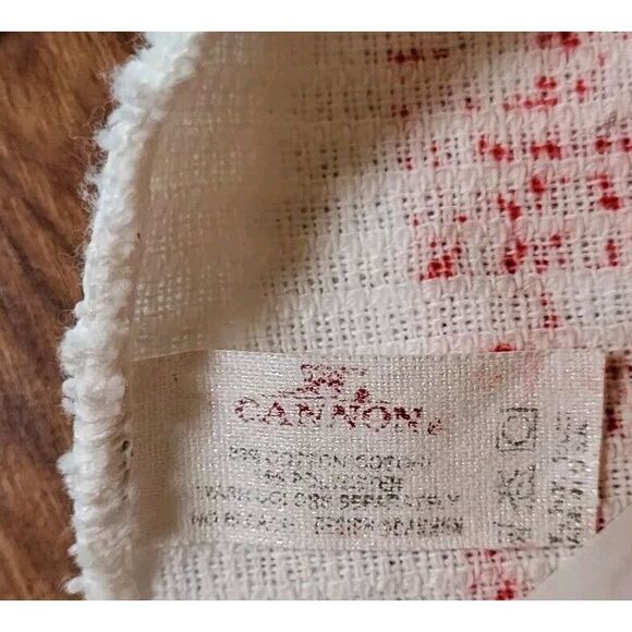 Vintage Christmas Hand Towel Wash Cloth Cannon Snowman Fringe Red White USA - Picture 4 of 8